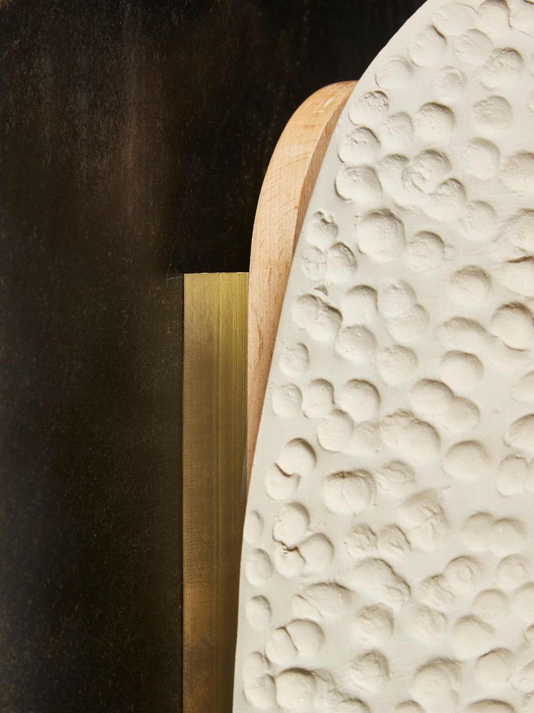 Set of four earthenware wall sconces by Franoise Bergaglia