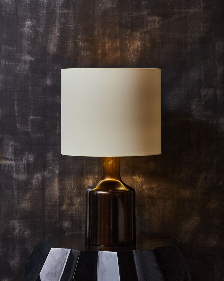 Vintage desk lamp in dark glazed ceramic