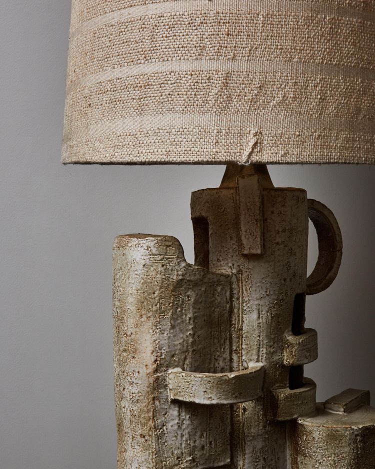 Important glazed ceramic desk lamp by Marius Bessone