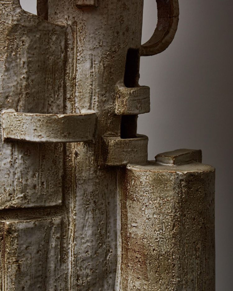 Important glazed ceramic desk lamp by Marius Bessone