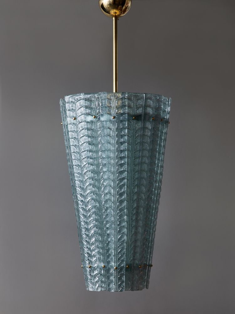 Lantern in transparent blue Murano glass