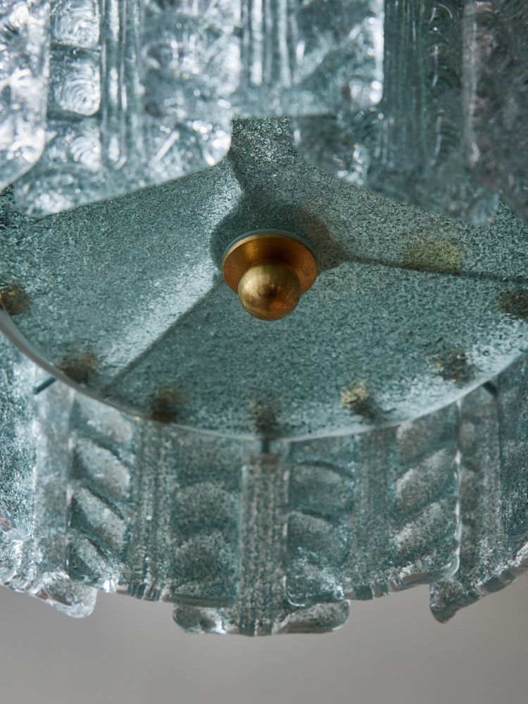 Lantern in transparent blue Murano glass