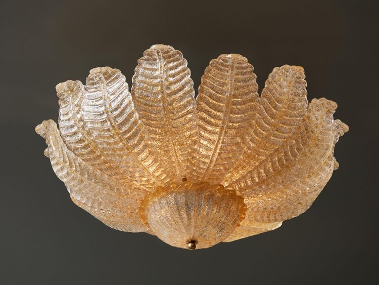 Lustre en verre de Murano  fleurs d'or