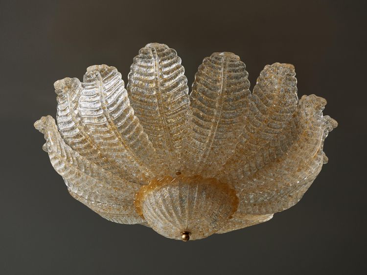 Lustre en verre de Murano  fleurs d'or