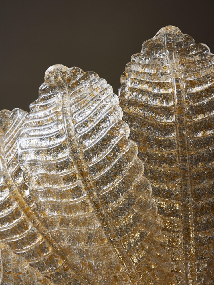 Lustre en verre de Murano  fleurs d'or