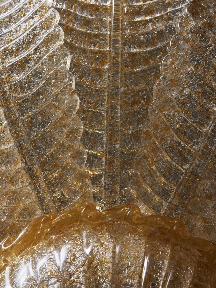 Lustre en verre de Murano  fleurs d'or