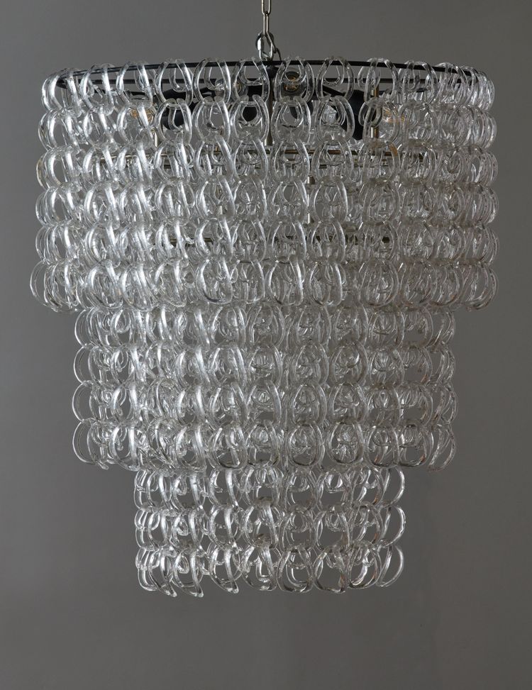 Lustre en verre ovale d'Angelo Mangiarotti pour Vistosi