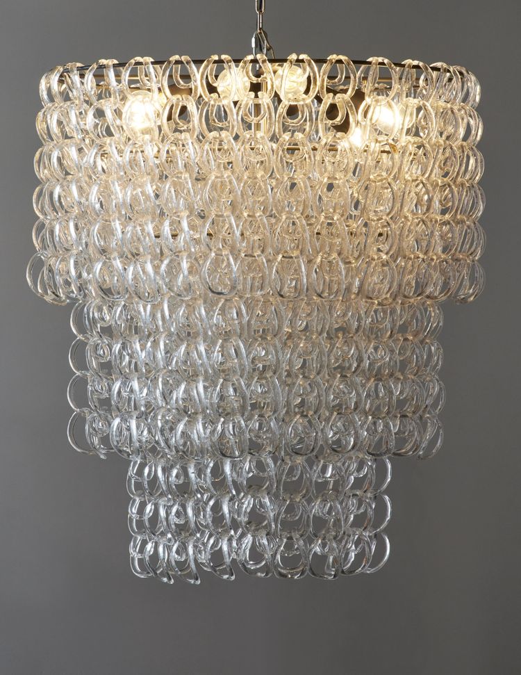 Lustre en verre ovale d'Angelo Mangiarotti pour Vistosi