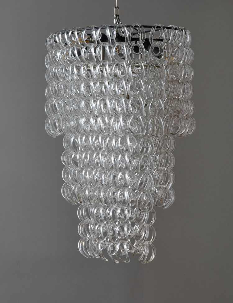 Lustre en verre ovale d'Angelo Mangiarotti pour Vistosi