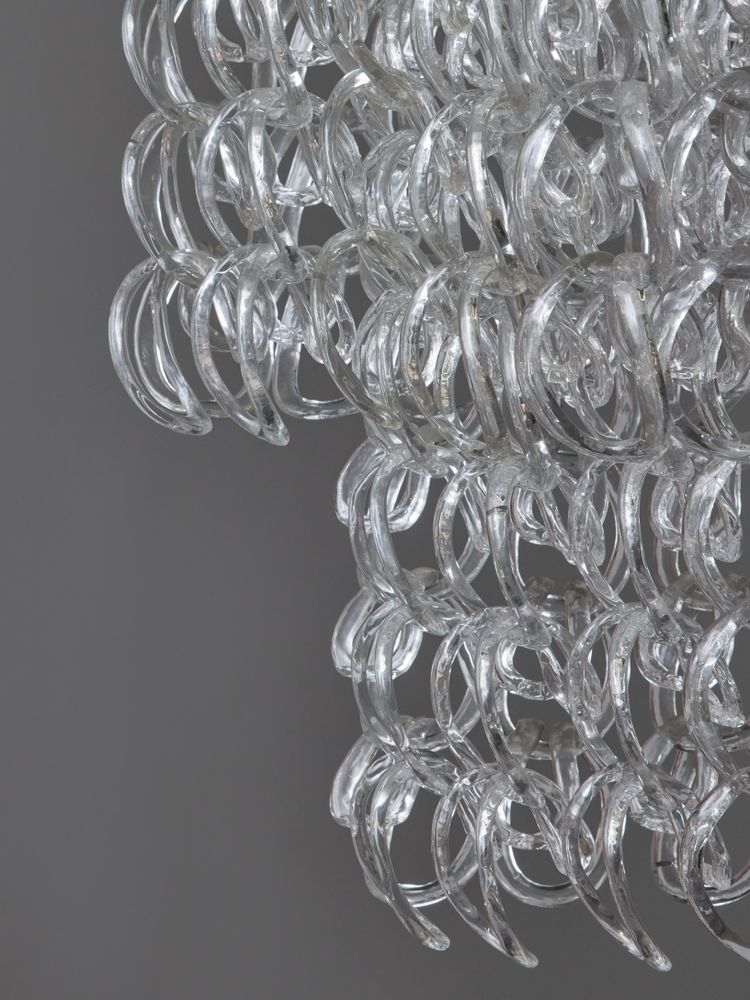Lustre en verre ovale d'Angelo Mangiarotti pour Vistosi
