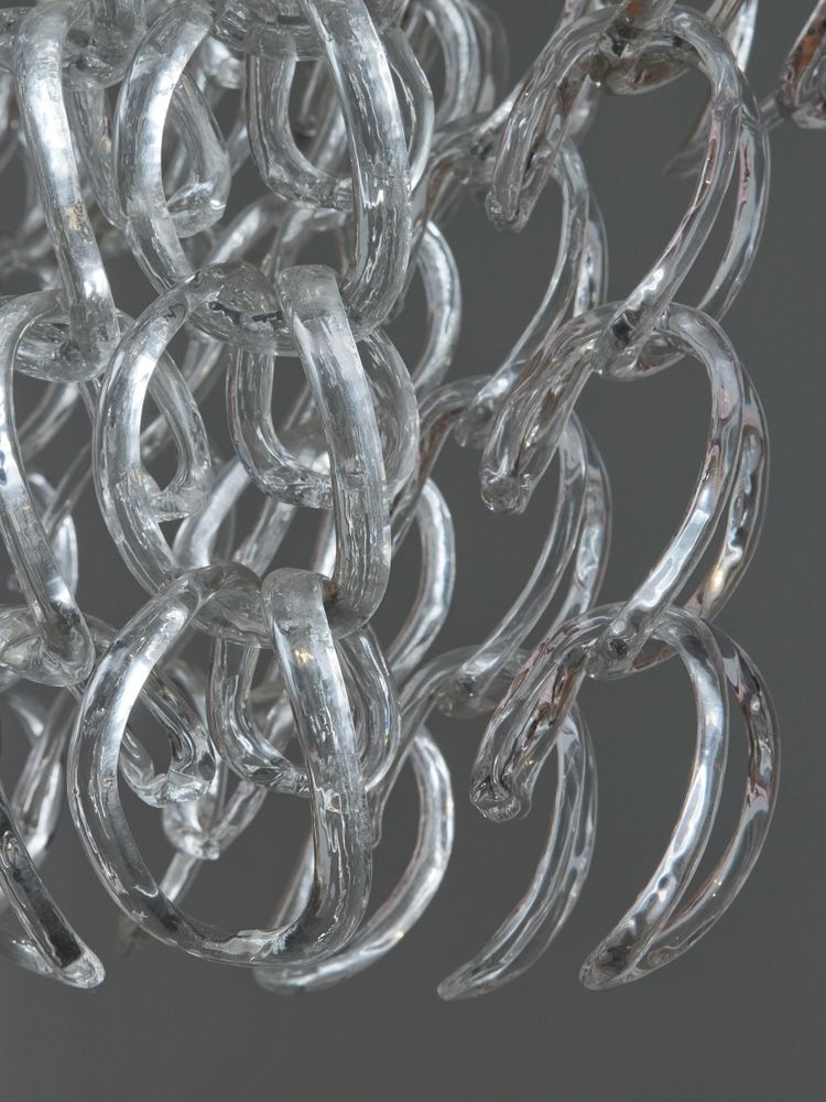 Lustre en verre ovale d'Angelo Mangiarotti pour Vistosi