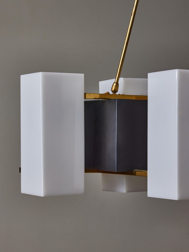 Brass and Plexiglas chandelier by Stilux