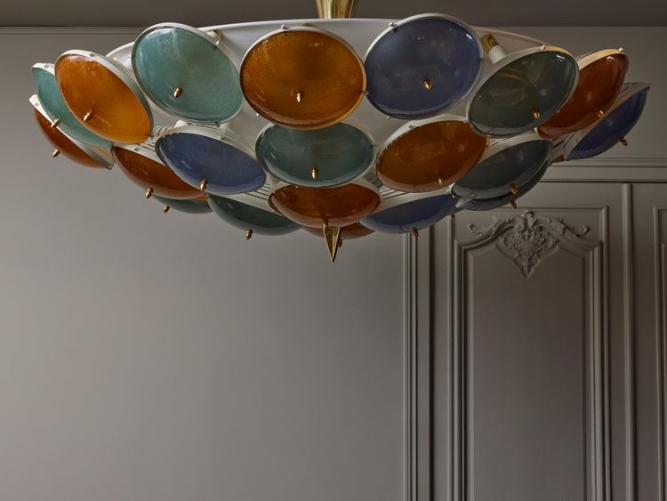 Large metal frame with Murano lights