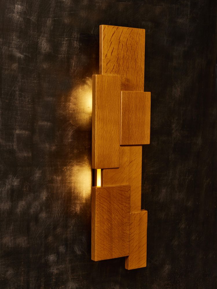 Teak wall scone