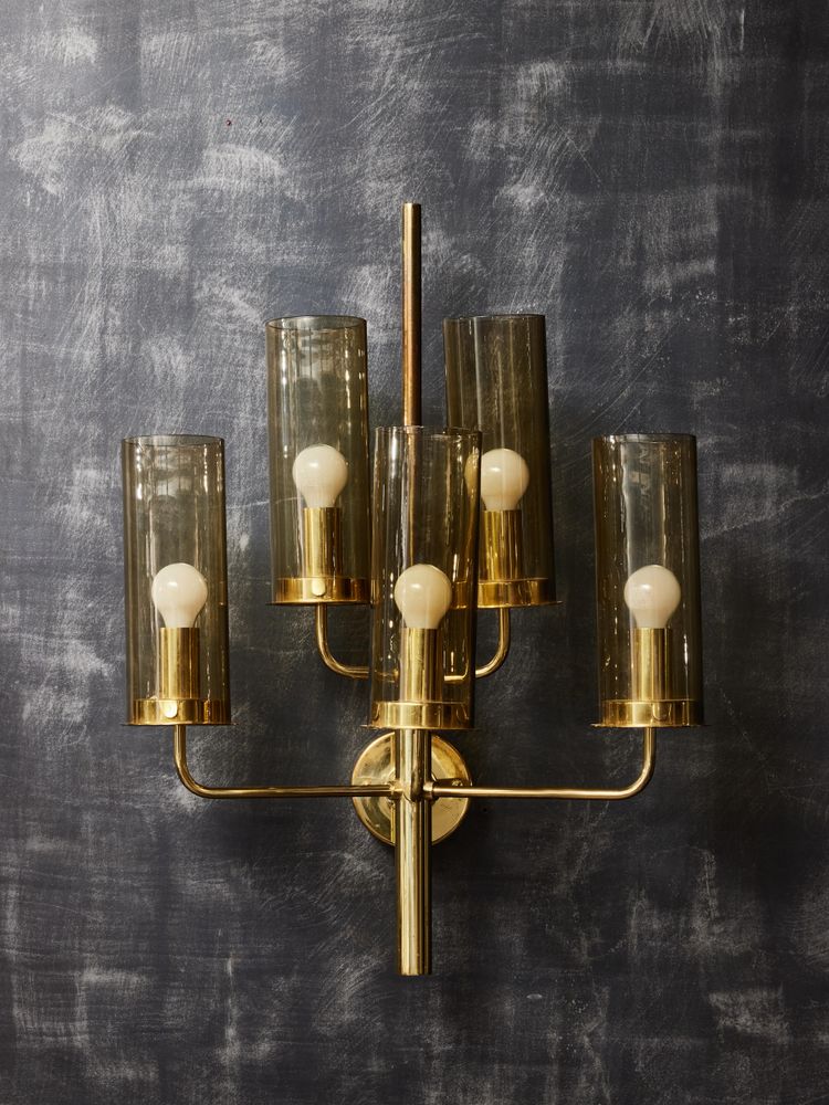 Paire d'appliques murales en laiton et verre 169/5 de Hans Agne Jakobsson