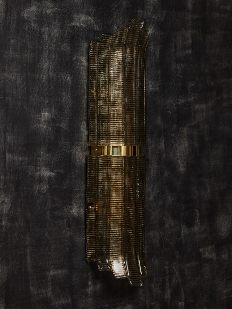 Applique in vetro di Murano striato e ottone