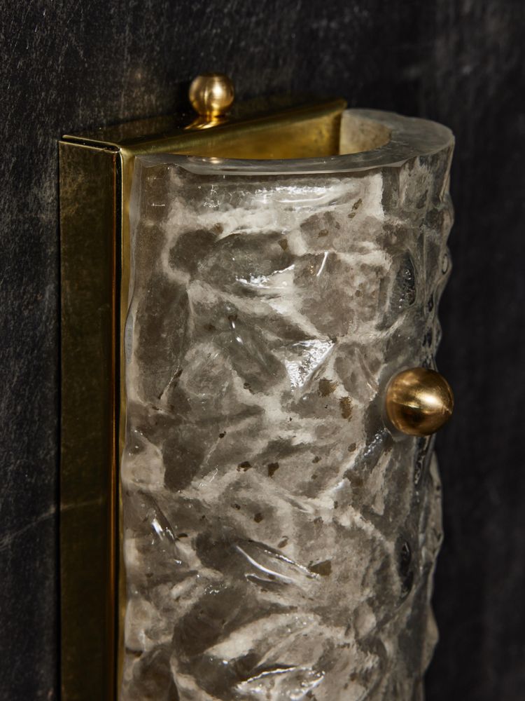 Applique strette in vetro di Murano e ottone