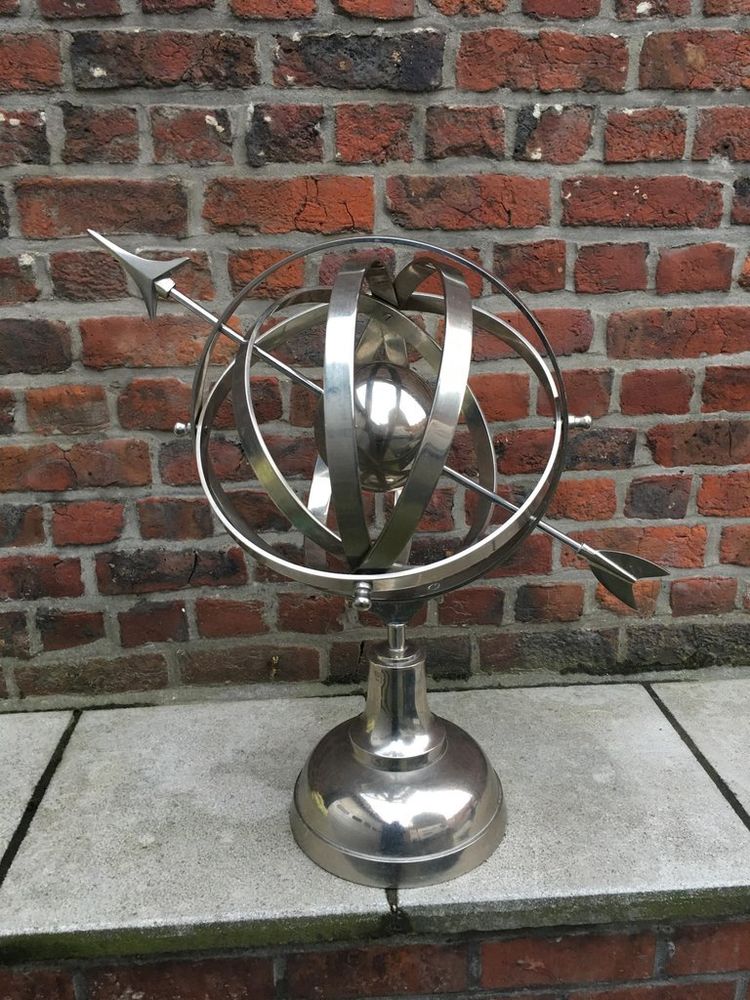 Sphere Armilaire En Métal Nickelé Circa 1970