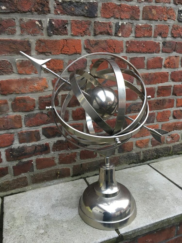 Sphere Armilaire En Métal Nickelé Circa 1970