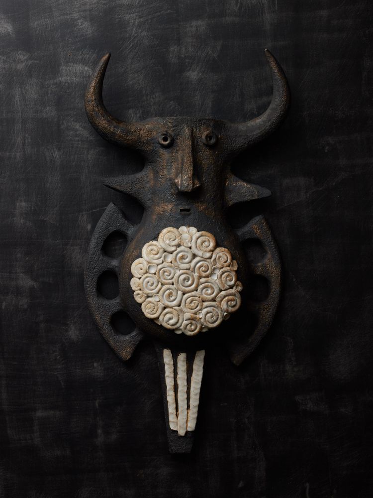 Coppia di applique in ceramica Toro di Dominique Pouchain