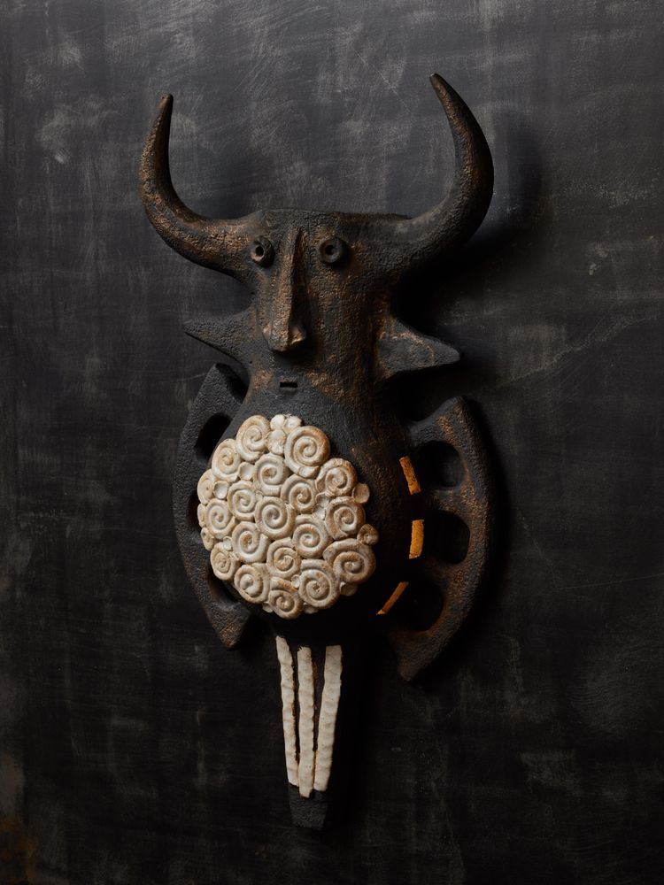 Coppia di applique in ceramica Toro di Dominique Pouchain