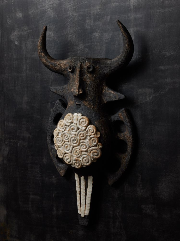 Coppia di applique in ceramica Toro di Dominique Pouchain