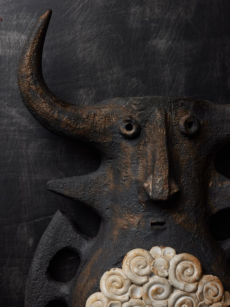 Coppia di applique in ceramica Toro di Dominique Pouchain