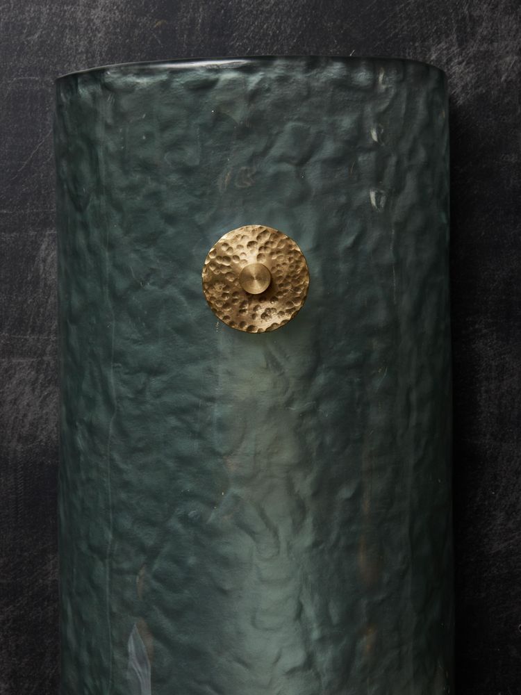 Teal Murano wall light with brass accents