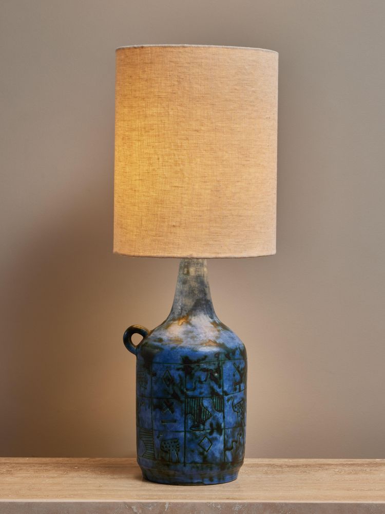 Jacques Blin blue ceramic table lamp