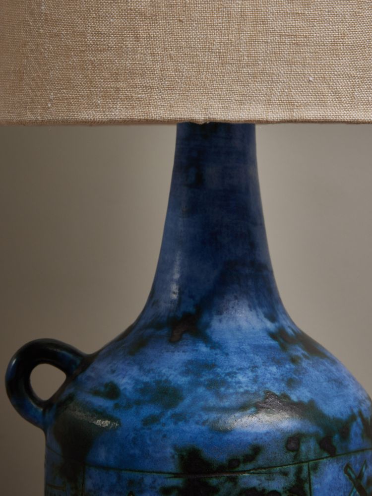 Jacques Blin blue ceramic table lamp
