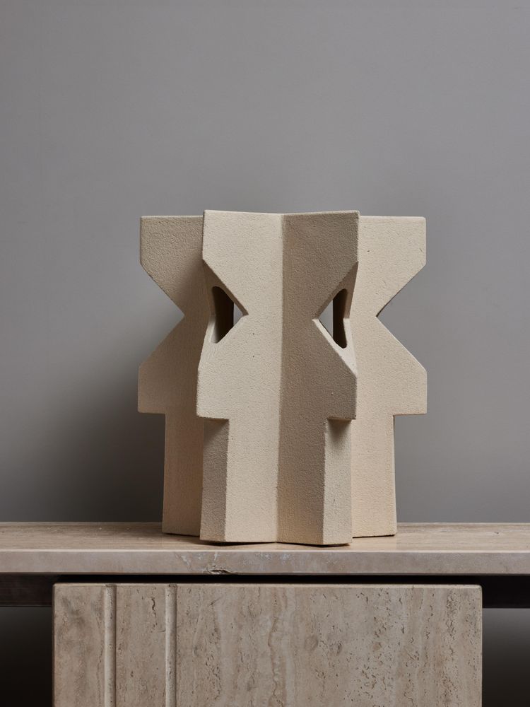 Ceramic star-shaped table lamp by Frederic Bourdiec
