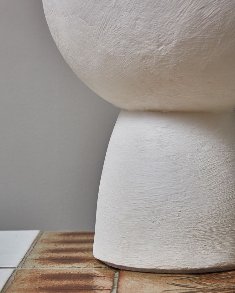 Pair of round plaster table lamps
