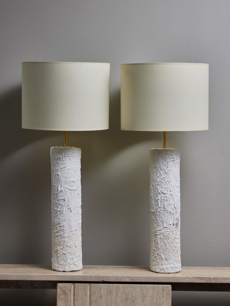 Pair of large plaster desk lamps