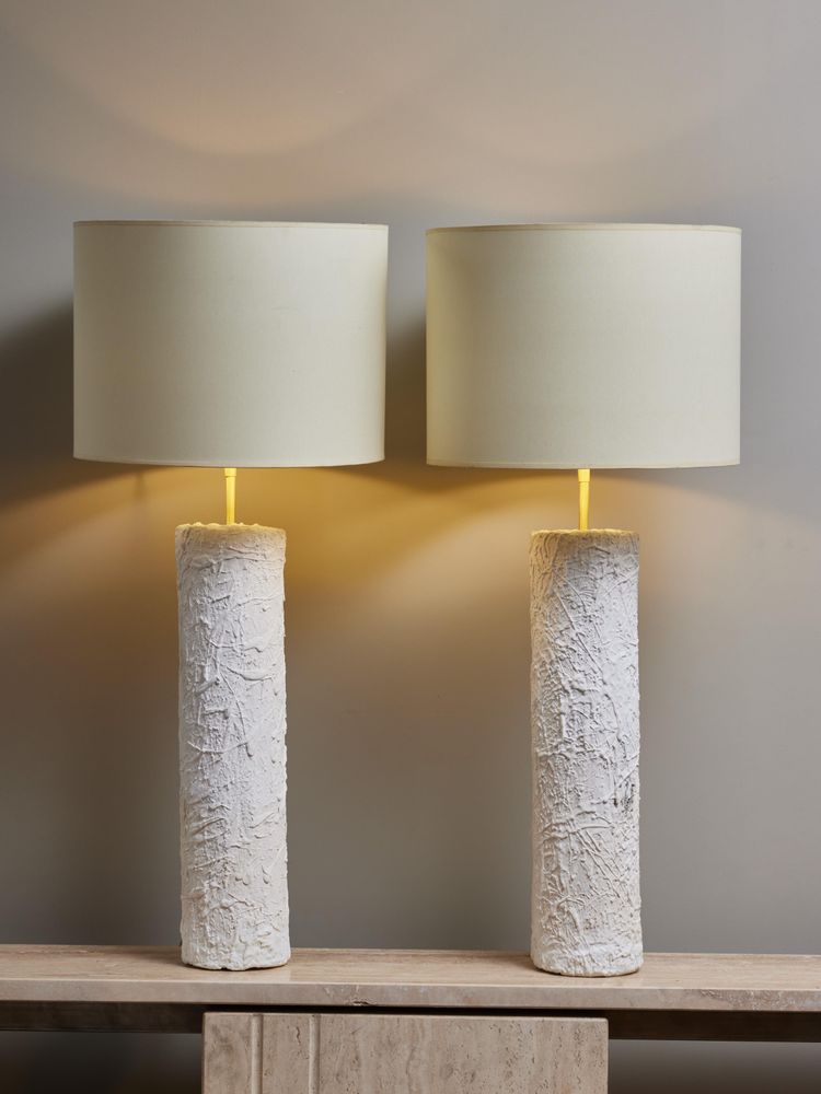 Pair of large plaster desk lamps