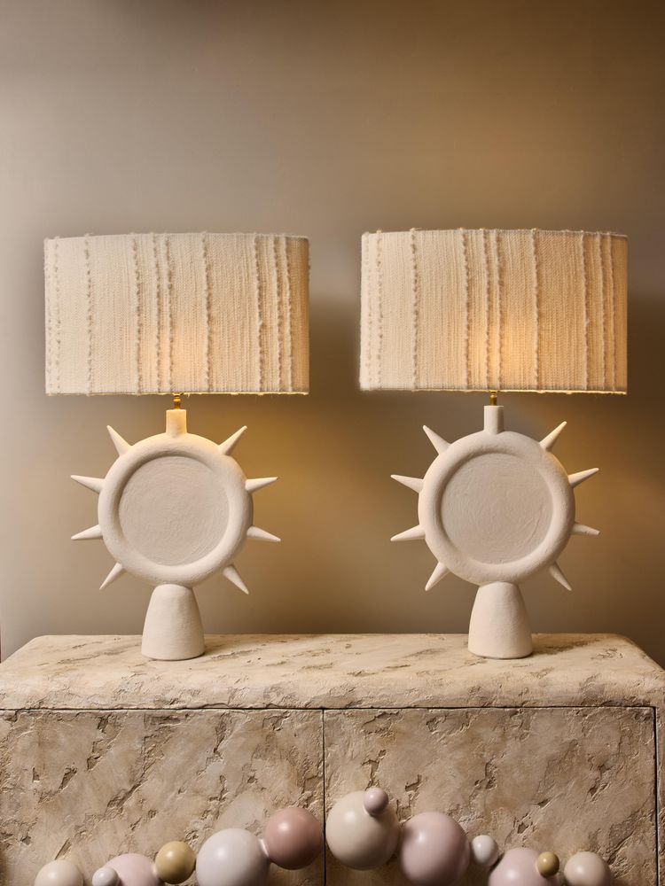Pair of Sunshine table lamps in plaster