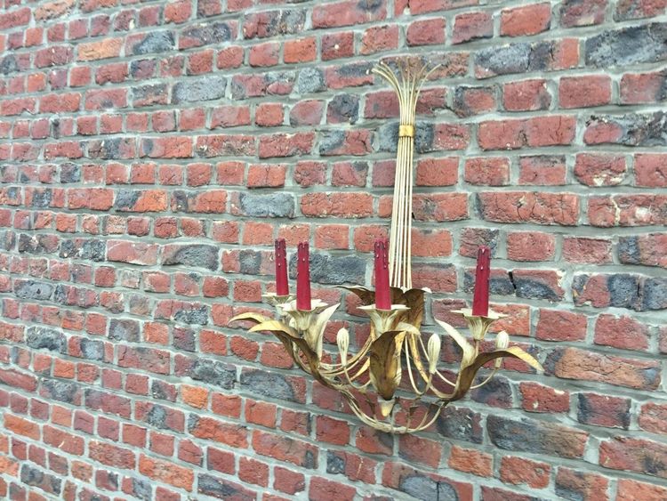 Pair of Large Art Deco Wall Sconces, in Lacquered Metal, Circa 1940