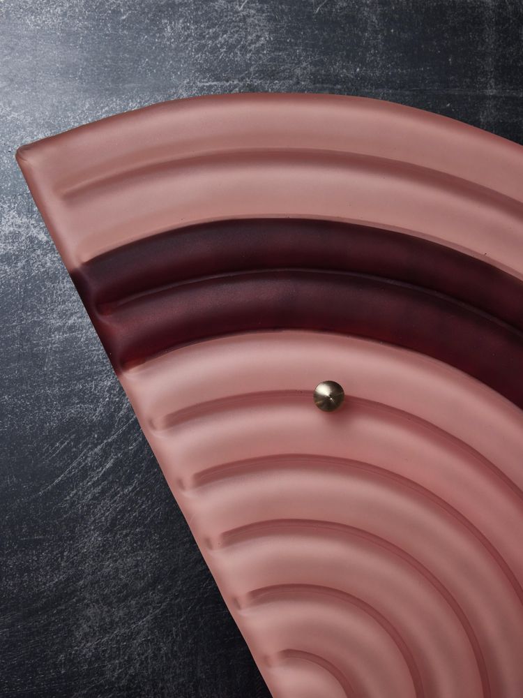 Applique in vetro di Murano rosa e ondulato