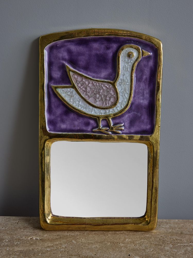 Mithe Espelt Miroir décoratif en céramique et oiseaux violets