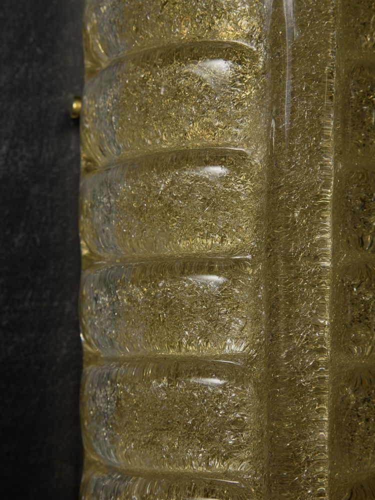 Applique da parete in ottone tubolare e vetro di Murano