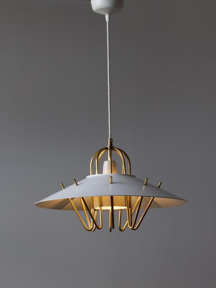 Danish pendant light in lacquered metal and brass