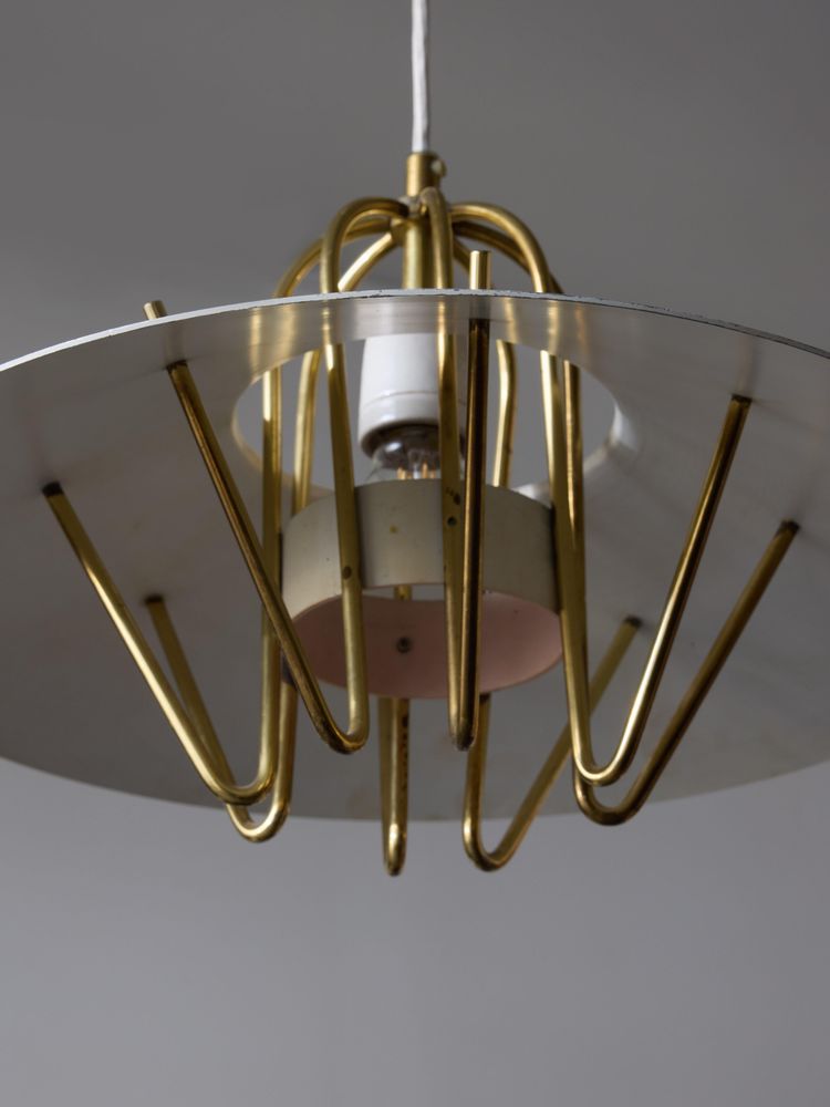 Danish pendant light in lacquered metal and brass