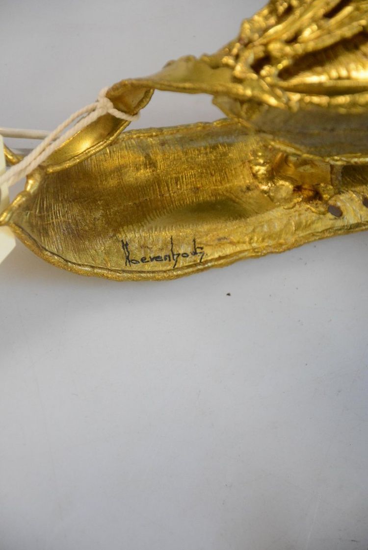 Paul Moerenhout, Pair of Brutalist Brass Sconces Circa 1970