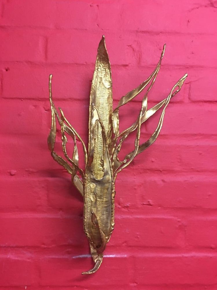 Paul Moerenhout, Pair of Brutalist Brass Sconces Circa 1970