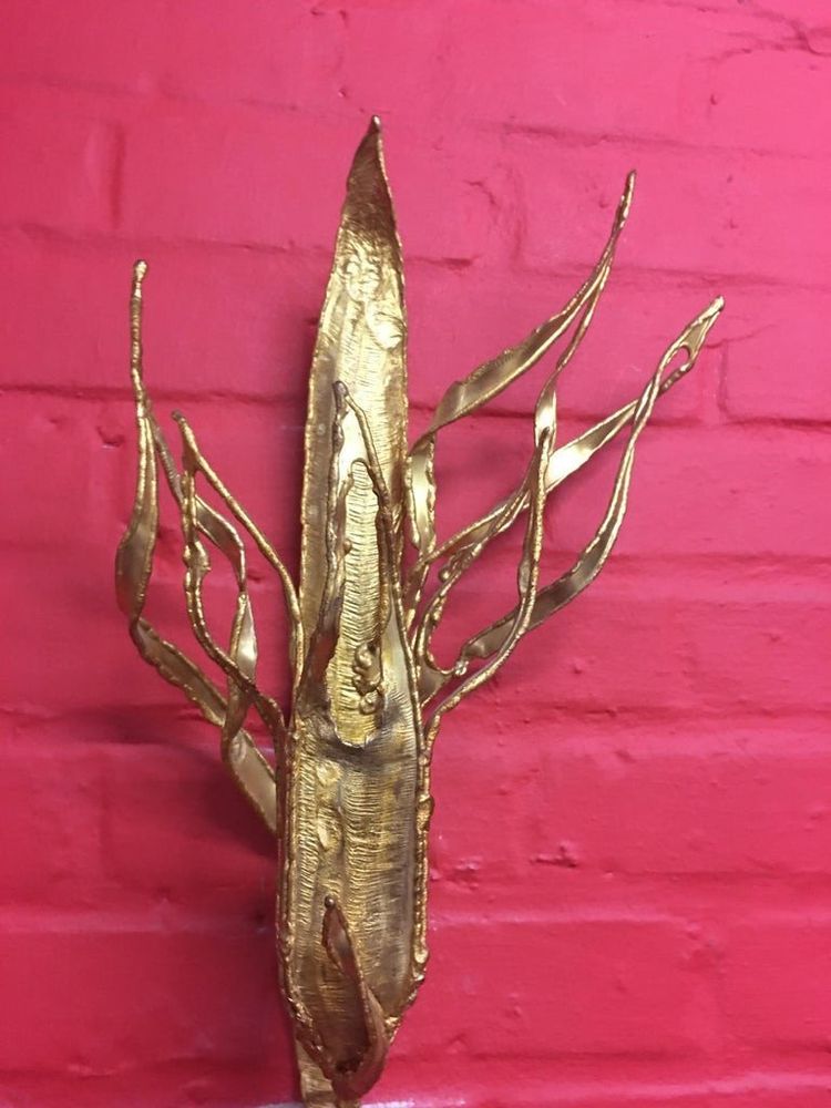 Paul Moerenhout, Pair of Brutalist Brass Sconces Circa 1970