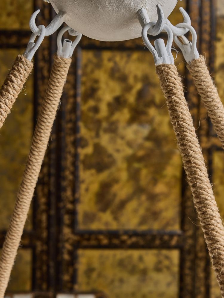 Plaster chandelier with interior lighting