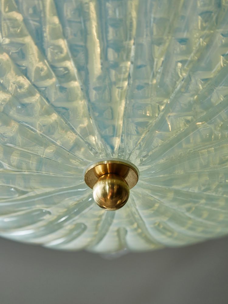 Flush frame with iridescent Murano glass leaves