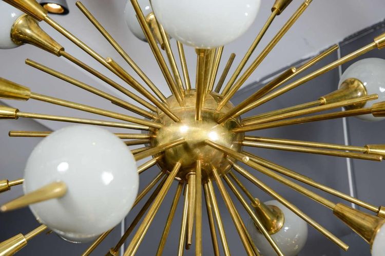 Sputnik-Kronleuchter mit grauen Murano-Glaskugeln