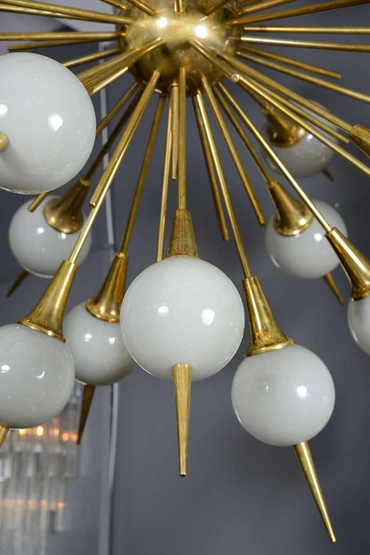 Sputnik-Kronleuchter mit grauen Murano-Glaskugeln