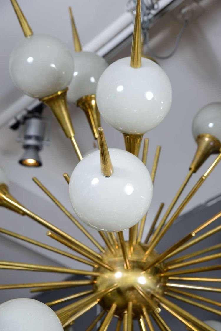 Sputnik-Kronleuchter mit grauen Murano-Glaskugeln