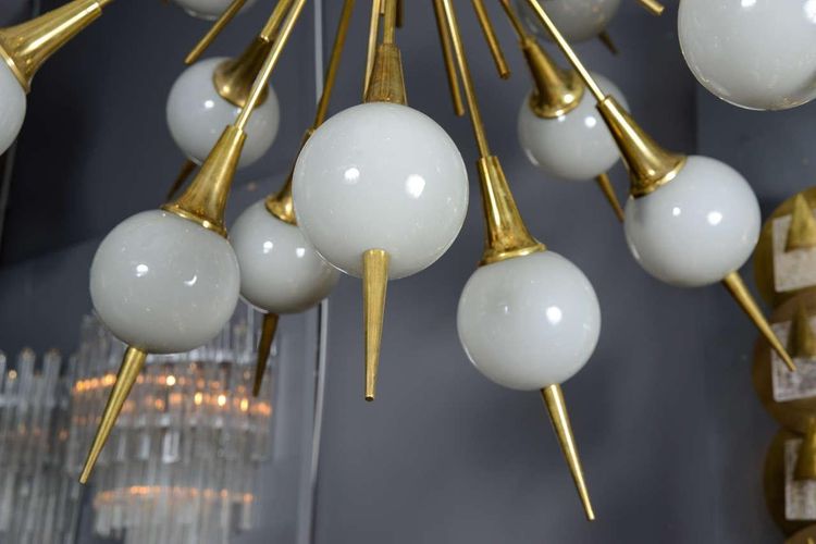 Sputnik-Kronleuchter mit grauen Murano-Glaskugeln